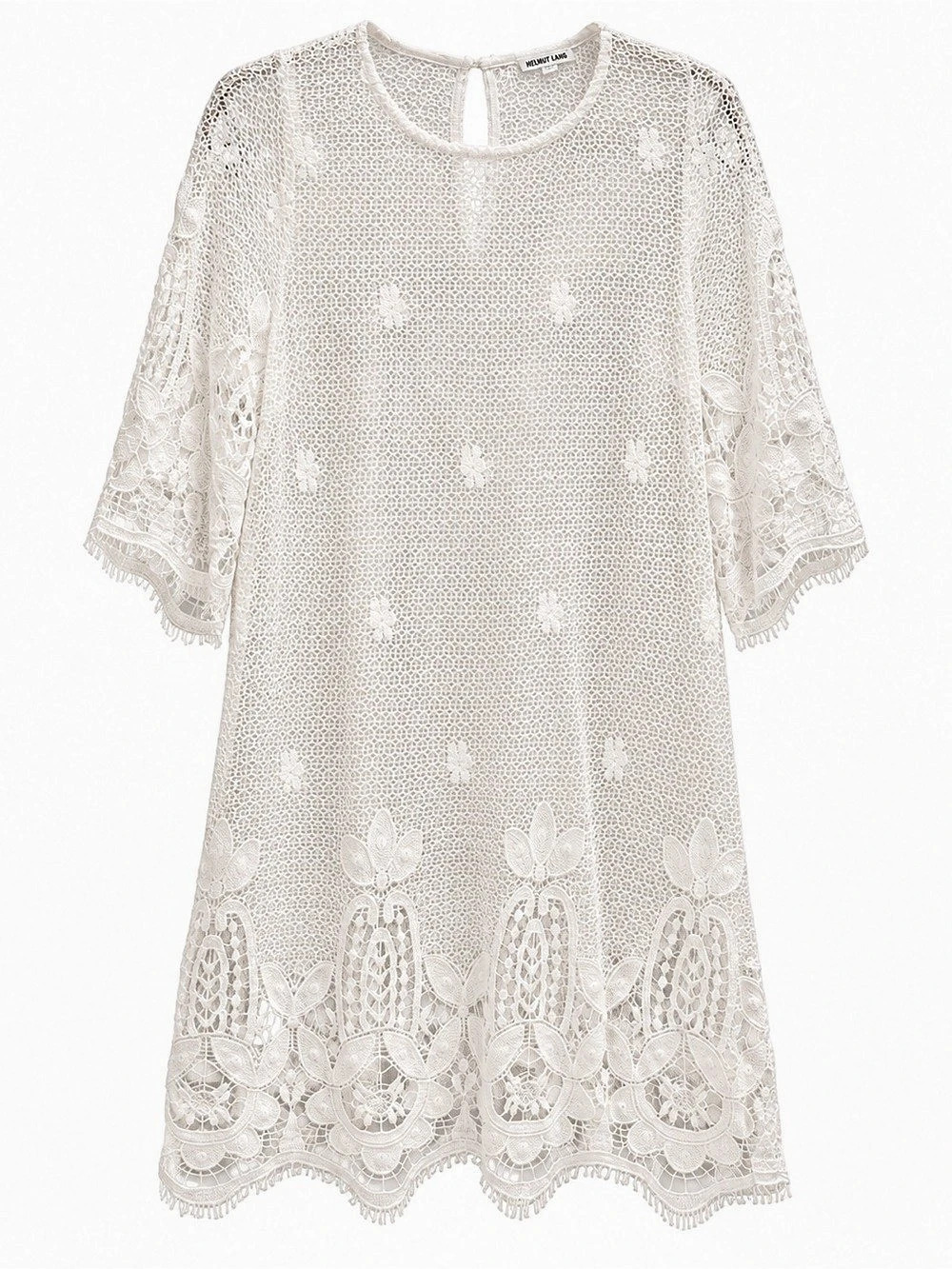 Miguelina White Lace Crochet Mini Dress
